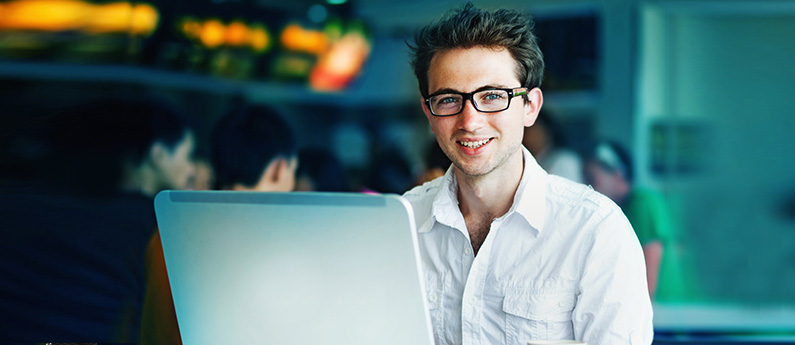 Bookkeeping professional using a laptop computer.